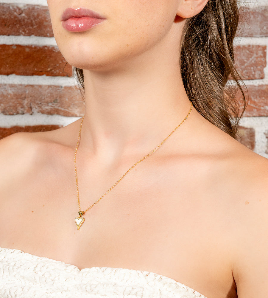 Cuore di Luce – Collana oro con cuore bianco e zirconi